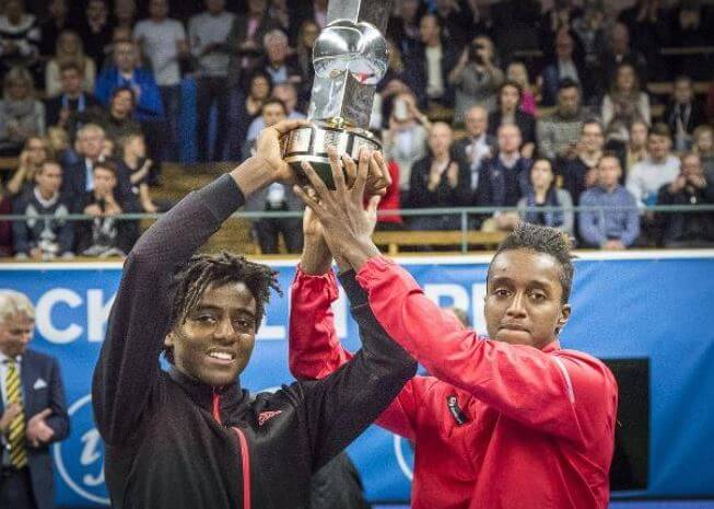 Yemer Wondwosen's sons, Elias Ymer and Mikael Ymer, while winning Stockholm open double title.